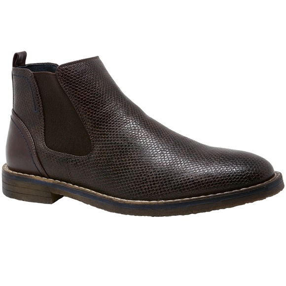 NEW Mens Brown Faux Leather Chelsea Boots - Picture 3 of 4